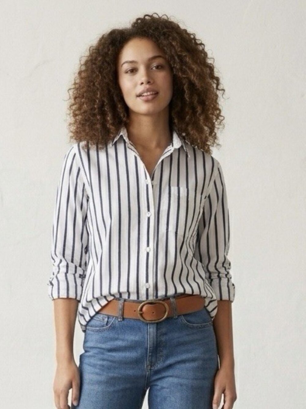 J. Crew Garcon navy striped shirt in organic cotton sz 0